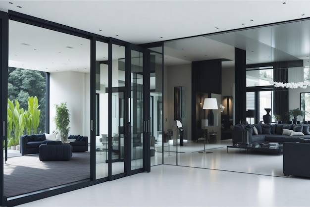 Luxurious home interior with large sliding doors