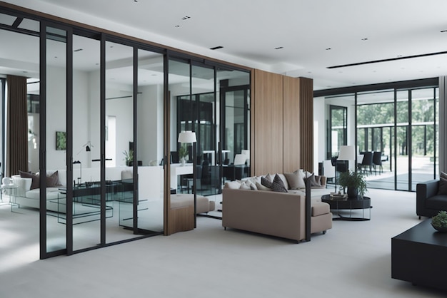 Luxurious home interior with large sliding doors