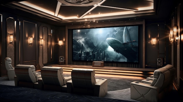 Luxurious home theater room Generative AI