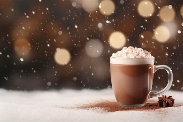 Luxurious hot chocolate in a refined cup stark contrast against a pristine white background