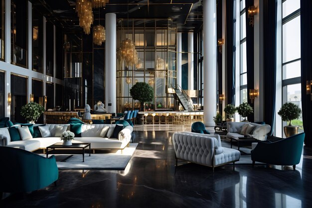 The luxurious hotel interior space