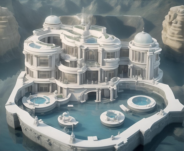 Luxurious house with ornate swimming pool AI generated