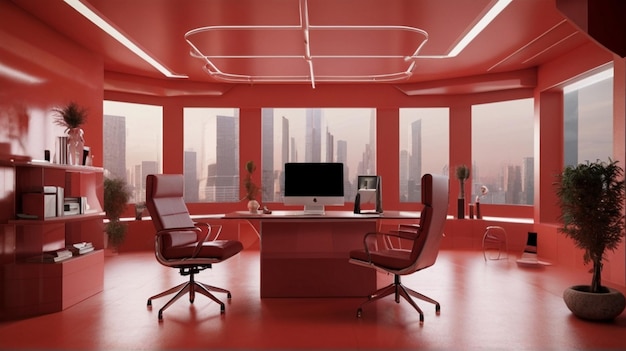 Photo luxurious interior design of futuristic office