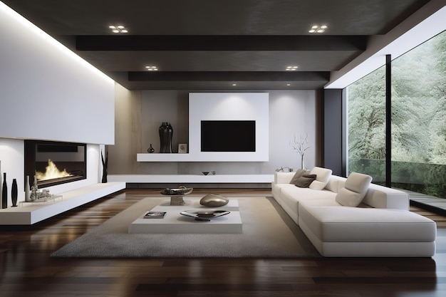 Luxurious interior design living room modern living room Modern interior living room Generative AI