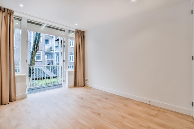 Luxurious interior of the room with a door to the balcony