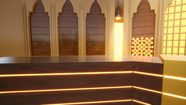 The luxurious Islamic studio Studio Background 3d illustration