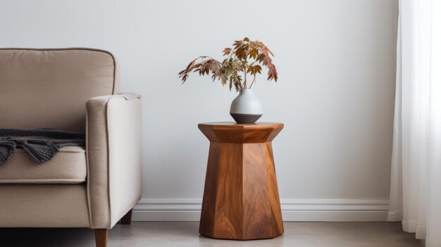 Photo luxurious japaneseinspired end table with faceted shapes