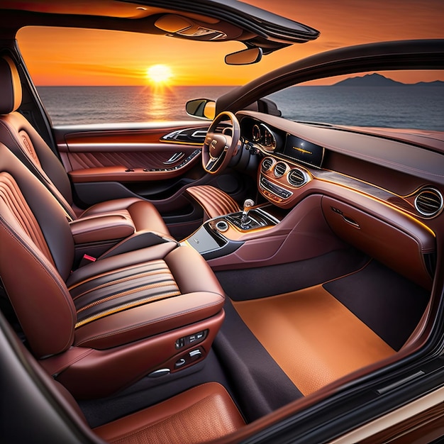 Luxurious leather interior of a car