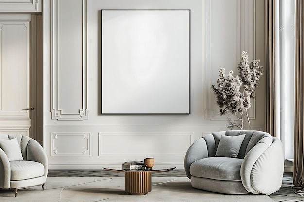 luxurious living room interior poster mockup