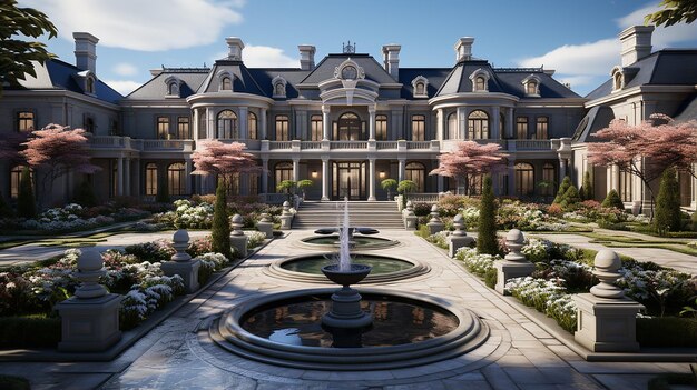 Photo luxurious mansion big house in 8k ultrarealistic resolution