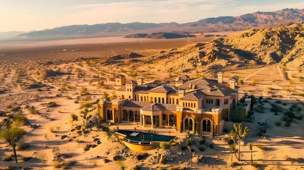 Photo luxurious mansion in the middle of the desert