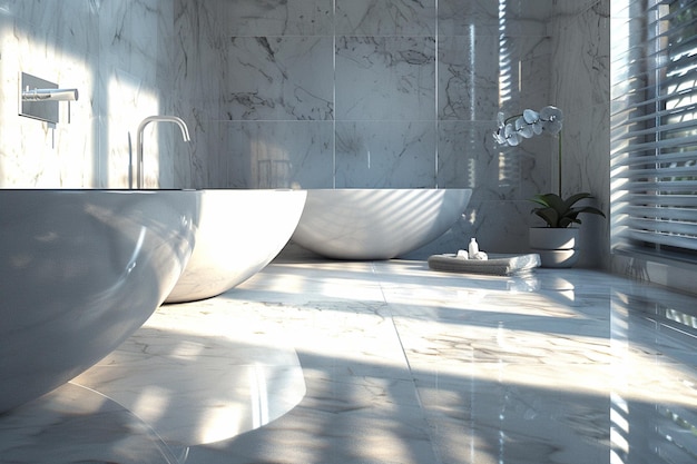 Luxurious marble accents in a contemporary bathroo