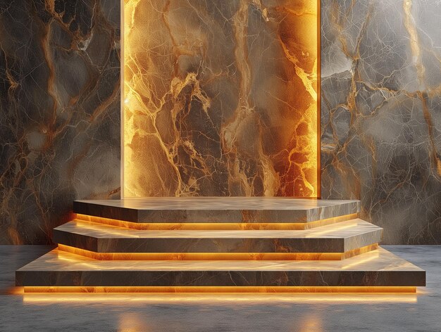 Luxurious Marble Podium with Golden Lighting