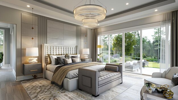 Luxurious master bedroom suite AI generated illustration