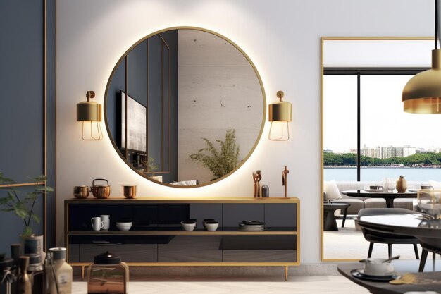 Фото Роскошная гостиная в средиземноморском стиле с золотым прудом, идеи для вдохновения