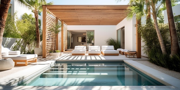 Photo luxurious modern outdoor pool design ai generated