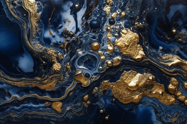 Luxurious navy blue ink marble like abstract texture ai generated