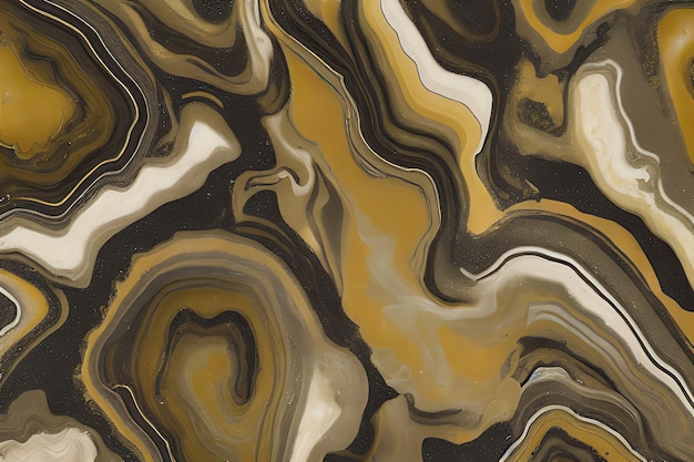 Luxurious Orion Olive ink marblelike abstract texture with Gold agate Tile