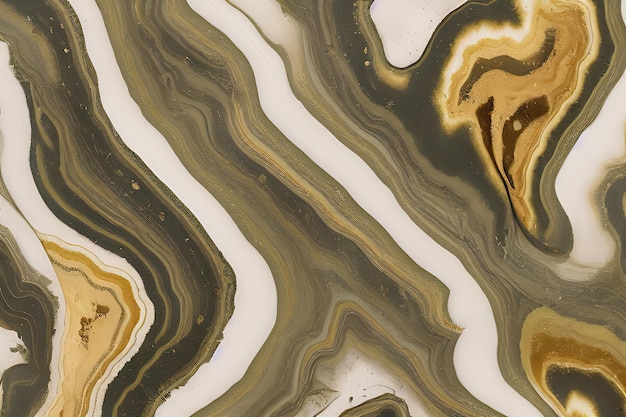 Luxurious Orion Olive ink marblelike abstract texture with Gold agate Tile