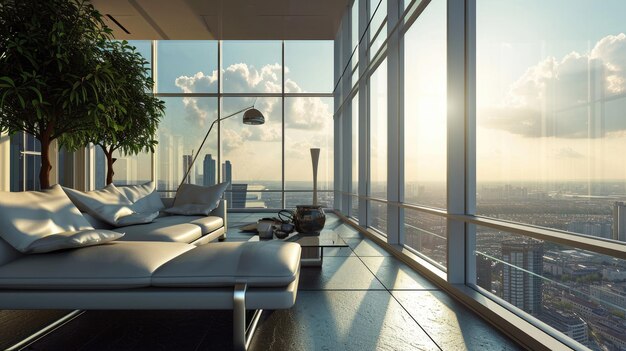 Photo luxurious panoramic balcony view of the cityscape from highrise building