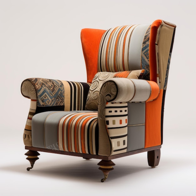 Luxurious Patchwork Armchair With British Landscape Design