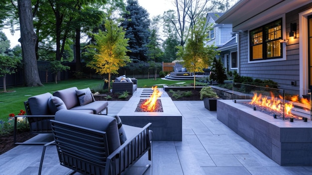 Luxurious Patio with Pool and Fire Feature