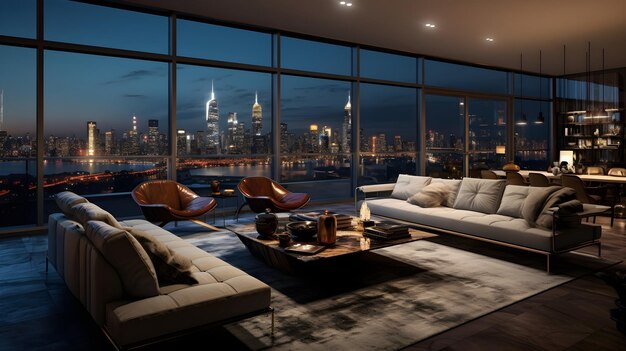 Luxurious penthouse with panoramic city views