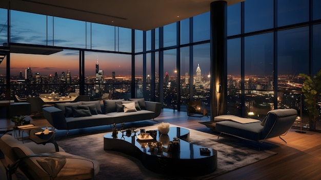 Luxurious penthouse with panoramic city views