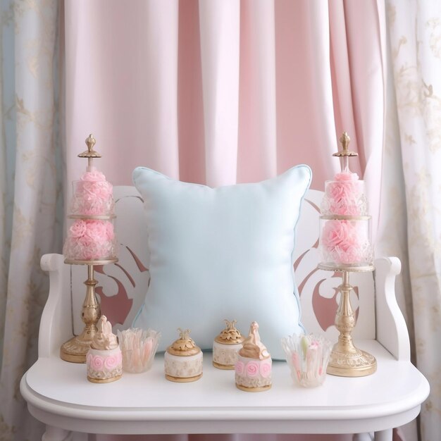 Luxurious pillow in pastel colors shabby chic style