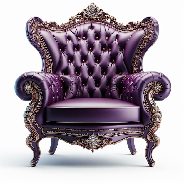 luxurious purple armchair on white background