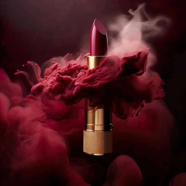 Luxurious red lipstick commercial elegant elite makeup cosmetic presentation premium brand beauty product closeup shot