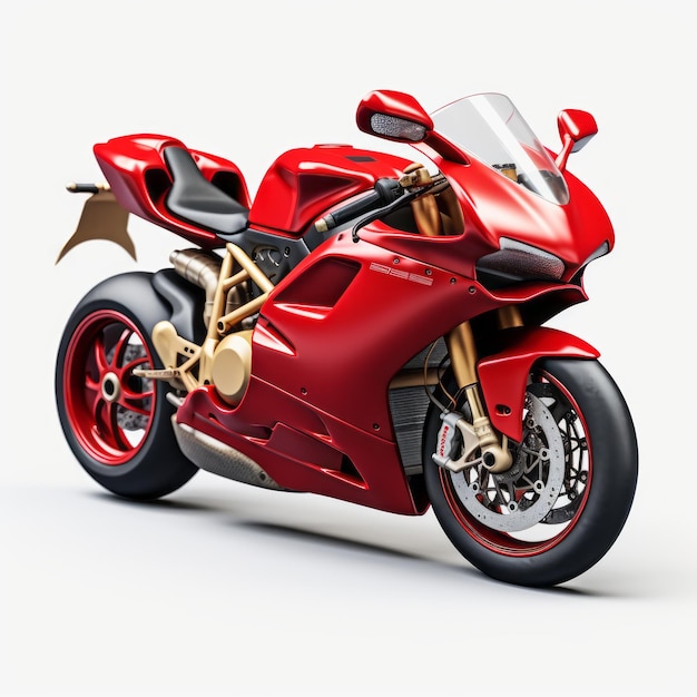 Photo luxurious red motorcycle on white background hyperrealistic scifi design