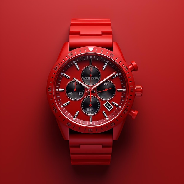 Luxurious red swatch watch with realistic vray tracing rendering