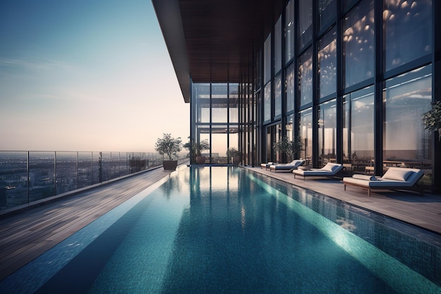 Luxurious Rooftop Pool Of City Hotel