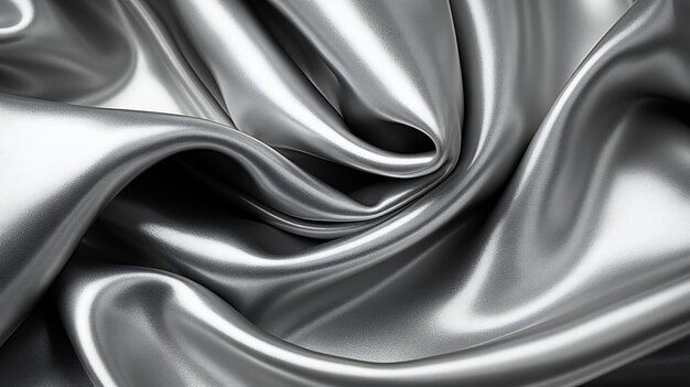 Photo luxurious silken fabric twisting elegantly with metallic sheen in artistic highresolution display