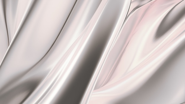 Luxurious silver background with satin drapery. 3d rendering.