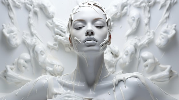 Художественное изображение роскошного ритуала ухода за кожей на чистом белом холсте