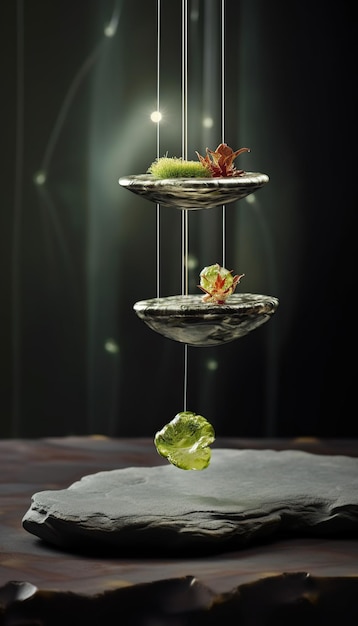 Photo luxurious and sophisticated food healthy avantgarde cuisine minimalist food sculpture