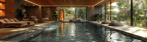 Photo luxurious spa with a serene pool area and relaxation loungesd render