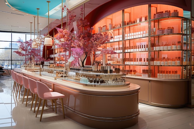 Luxurious store full of cosmetics skin care and refined fragrances generative IA