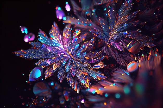 Luxurious supernatural with holographic iridescent beautiful in closeup macro