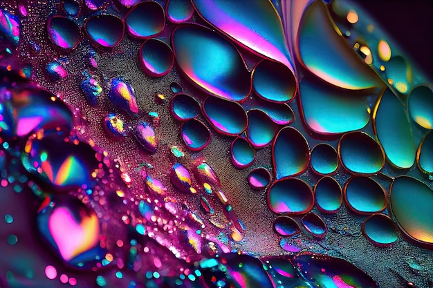 Luxurious supernatural with holographic iridescent beautiful in closeup macro