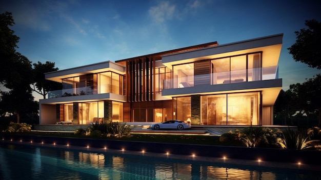 A luxurious villa in a modern style