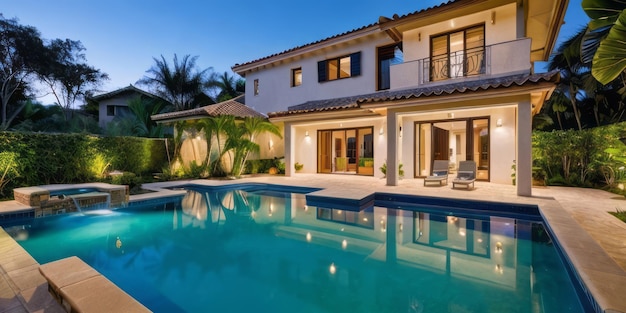 A Luxurious Villa in Palms and Pools an extravagant tropical villa with lush landscaping