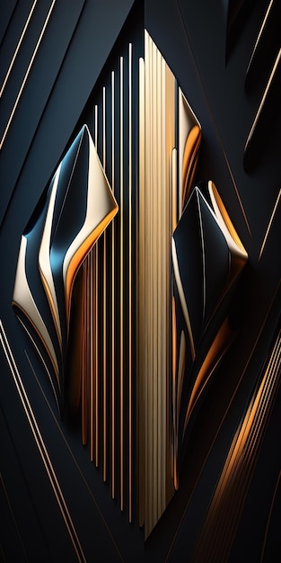 金の要素の幾何学的なジェネレーティブ Ai と豪華な壁紙の背景