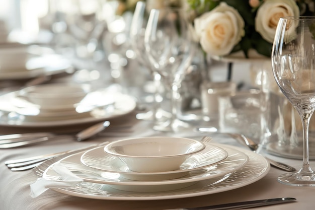 Photo luxurious wedding tableware with floral arrangementxa