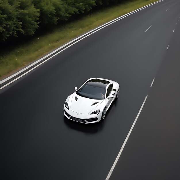 Luxurious white color car on the road