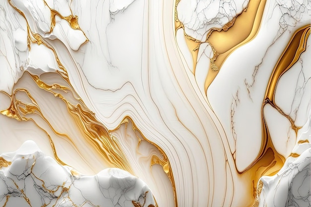 A luxurious white and gold marble background with intricate patterns and veins that create a sense of opulence and sophistication Generative AI