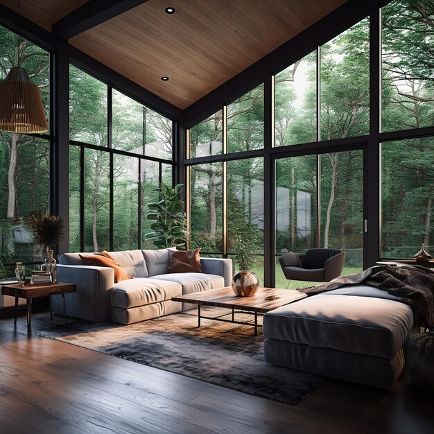 luxurious wooden living room