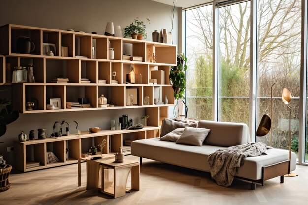 luxurious wooden living room